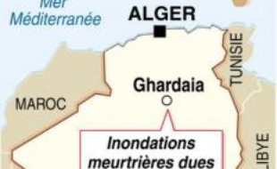 Au moins 29 morts, des centaines de maisons détruites, des routes coupées: la région de Ghardaia, à 600 km au sud d'Alger, a payé un lourd tribut mercredi aux pluies inhabituelles et diluviennes qui se sont abattues sur cette région semi-désertique.