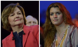 La tête de liste de la majorité aux élections européennes Nathalie Loiseau (à gauche) et Lla secrétaire d'Etat chargée de l'Egalité femmes-hommes Marlène Schiappa (à droite).