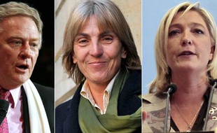 Pierre De Saintignon (PS), Valérie Létard (UMP) et Marine Le Pen (FN), candidats dans le Nord-Pas-de-Calais.