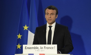 Emmanuel Macron a pris la parole une heure après l'annonce de sa victoire, le 7 mai 2017.