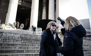 Michèle Marchand, aux funérailles de Johnny Hallyday à l'église de la Madeleine le 9 décembre 2017.