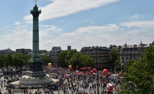 Manifestation contre la loi travail, le 23 juin 2016 sur la place de la Bastille à Paris