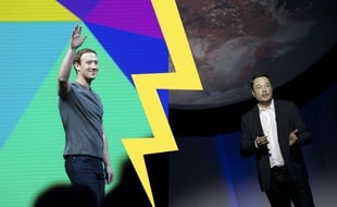 Mark Zuckerberg (gauche) Elon Musk (droite)