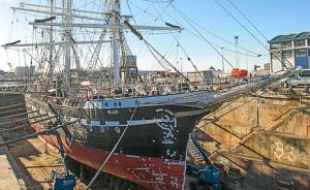 Marseille le 28 janvier 2014 - Le voilier " Belem " est en escale à Marseille pour procéder à des travaux de rénovation annuels
