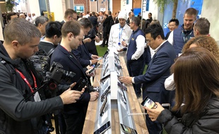 Sur le stand Nokia, au salon Mobile World Congress de Barcelone 2018.