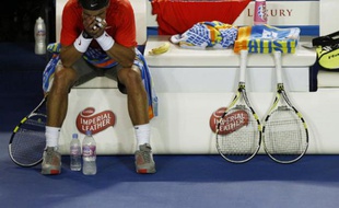 Rafael Nadal lors de sa défaite face à David Ferrer, le 26 janvier 2011 à Melbourne