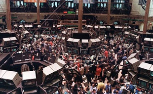 La Bourse de New York lors du krach d'octobre 1987.