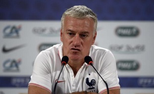 Le sélectionneur de l'équipe de France Didier Deschamps, lors d'une conférence de presse à Ribeirao Preto, au Brésil, le 1er juillet 2014.