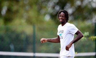 Gaël Monfils à l'entraînement le 2 mars 2016.
