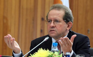 A handout picture released by the Cyprus EU Presidency shows ECB vice president Vitor Constancio speaking during a press conference after the ECOFIN Council in Nicosia on September 15, 2012. Legislative proposals discussed for the first time by ministers in the east Mediterranean island would see the European Central Bank (ECB) take on many of the responsibilities now jealously guarded by some major states, including the power to withdraw a bank's licence to operate. AFP PHOTO/HO/EU PRESIDENCY == RESTRICTED TO EDITORIAL USE - MANDATORY CREDIT "AFP PHOTO / HO / EU PRESIDENCY" - NO MARKETING NO ADVERTISING CAMPAIGNS - DISTRIBUTED AS A SERVICE TO CLIENTS