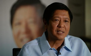 Ferdinand Marcos Junior lors d'une interview à l'AFP le 18 avril 2016 à Manille