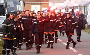 Les pompiers du Pas-de-Calais en grève.