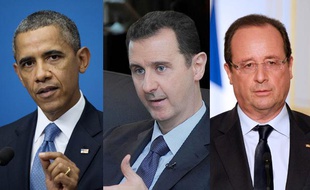 Barack Obama, Bachar al-Assad et François Hollande (montage 20 Minutes).