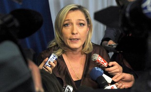 Marine Le Pen, lors d'une réunion publique à Lille, le 5 mars 2011.