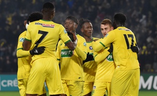 Les joueurs du FC Nantes, lors de la victoire contre Châteauroux en 32e de finale de Coupe de France.