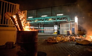 Le dépôt RATP d'Asnières-sur-Seine lors d'un blocage, le 28 décembre (illustration).