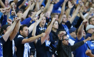 Les supporters de Hoffenheim à Anfield, pour le tour préliminaire retour de Ligue des champions face à Liverpool, le 23 août 2017.