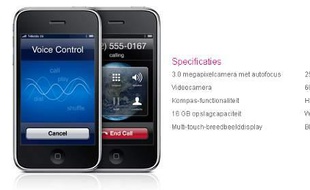L'iPhone 3G S, sur la page de t-mobile.nl