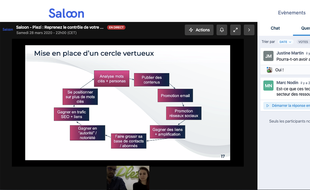 Saloon permet d'organiser des salons professionnels en ligne.
