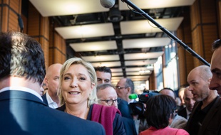 Marine Le Pen, présidente du FN, lors des