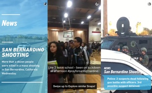 Capture d'écran de la story «San BernardinoShooting» produite par Snapchat le 2 décembre 2015.