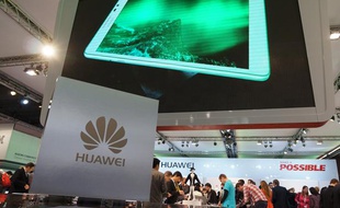 Le stand de Huawei au Mobile World Congress, à Barcelone, en Espagne, le 25 février 2013.