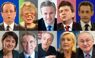 Les dix candidats pour l'élection présidentielle 2012.