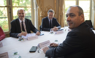 Laurent Berger, secrétaire général de la CFDT, rencontre le Premier ministre Jean Castex lors d'une réunion avec les partenaires sociaux, le 9 juillet 2020.