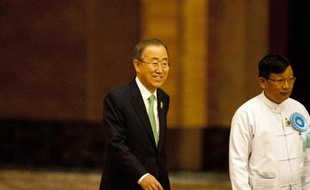 Le secrétaire général de l'ONU, Ban Ki-Moon à l'ouverture du sommet de l'Asean, le 12 novembre 2014 à Naypyidaw, en Birmanie