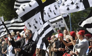 Des manifestants à Nantes pour la "réunification" de la Bretagne, le 31 mai 2014