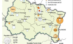 Taux d'évolution annuel de la population communale entre 2009 et 2014.