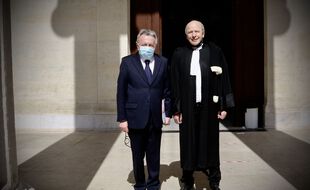 Jean-Noel Guérini et son avocat Dominique Mattei au tribunal de Marseille, pour son procès pour «prise illégale d’intérêts».