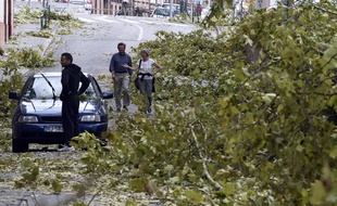 A Montauban après de violents orages survenus le 31 août 2015.