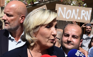 Marine Le Pen et David Rachline lors d'un déplacement dans le Var