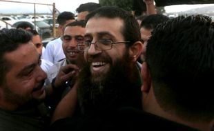 Khader Adnane le 12 juillet 2015, à sa libération, de retour chez lui à Arraba en Cisjordanie