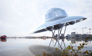 L'artiste Suzanne Treister a imaginé une oeuvre en forme de navette spatiale qui sera installée au ras de l'eau aux Bassins à flot.