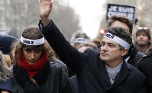Patrick Pelloux (à dr.) durant la marche républicaine du dimanche 11 janvier 2015. T. Samson / AFP