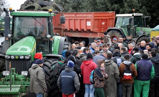 Mobilisation des agriculteurs à Saintes le lundi 8 février.