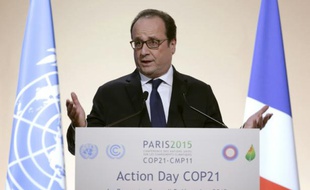 Le président français François Hollande à la conférence climat du Bourget, le 5 décembre 2015