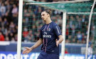 L'attaquant du PSG Zlatan Ibrahimovic contre Nancy, le 9 mars 2013, au Parc des Princes.