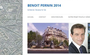 Capture d'écran du site de Benoît Pernin, qui se présente dans le 12e arrondissement de Paris.