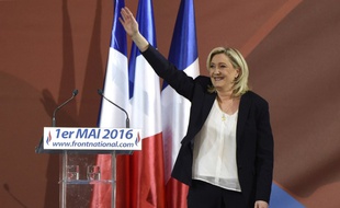 Marine Le Pen, présidente du FN, le 1er mai 2016 à Paris.