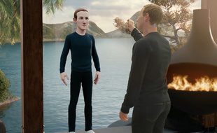 Mark Zuckerberg face à son avatar dans« Horizon Worlds » (capture vidéo).