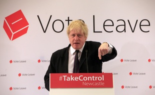 L'ancien maire de Londres Boris Johnson, lors d'un meeting Vote Leave à Newcastle, le 16 avril 2016.