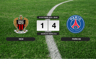 Ligue 1, 10ème journée: 1-4 pour le PSG contre l'OGC Nice à l'Allianz Riviera