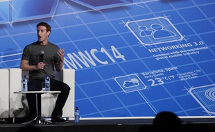 Mark Zuckerberg au Congrès mondial de la téléphonie mobile de Barcelone, le 24 février 2014.