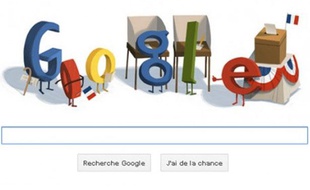 Le doodle de Google se met à l'heure présidentielle, ce 6 mai 2012