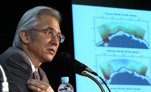 Joji Morishita, chef de la délégation japonaise à la Commission baleinière internationale (CBI), donne une conférence de presse à Tokyo, le 26 novembre 2014