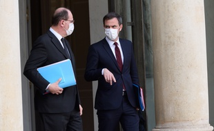 Jean Castex et Olivier Véran, le 3 mars 2021 à l'Elysée.