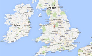 Capture d'écran d'une Google map de Newcastle-under-Lyme, en Grande-Bretagne.